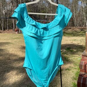 Kate Spade New York Ruffle Off-The-Shoulder One Piece Swimsuit NWT